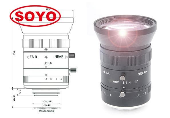 SOYO 5MP 2_3 machine vision lens 8mm